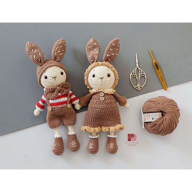 Thỏ Mimi và Mini handmade móc bằng len
