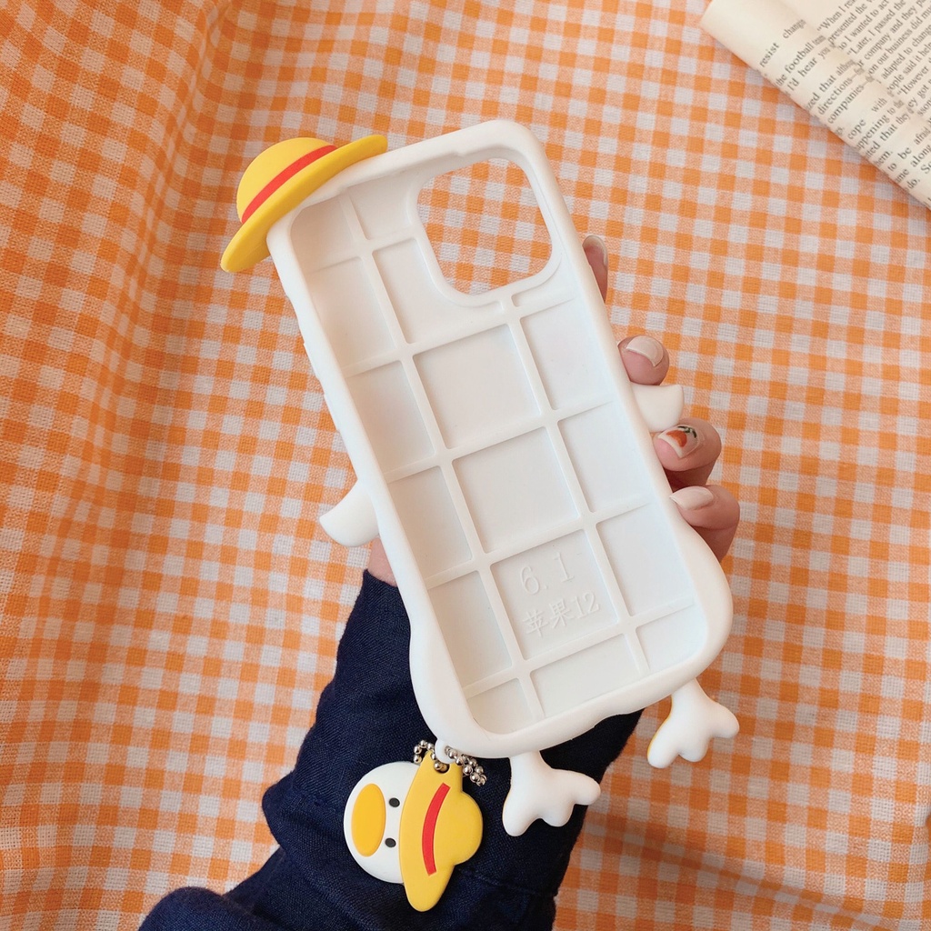 Ốp Điện Thoại Silicon Hình Chú Vịt Đội Mũ Rơm Cho Iphone 6 6s 7 8 plus X XR XS 11 12 13 Pro max