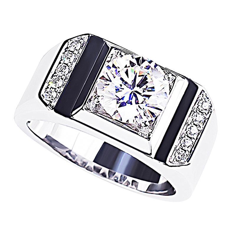 Nhẫn mạ bạc 925 đá zircon đá kim cương kiểu sang trọng cho nam