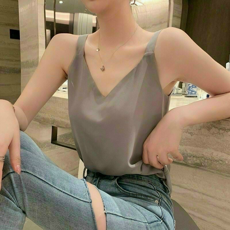 Áo voan 2 dây trơn đơn giản