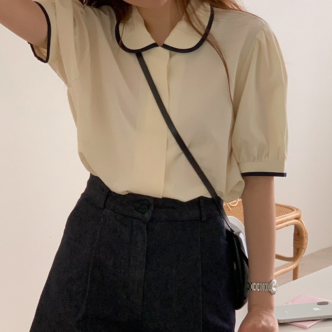 Áo Kiểu Tay Phồng Cổ Búp Bê Đáng Yêu Cho Nữ 43421