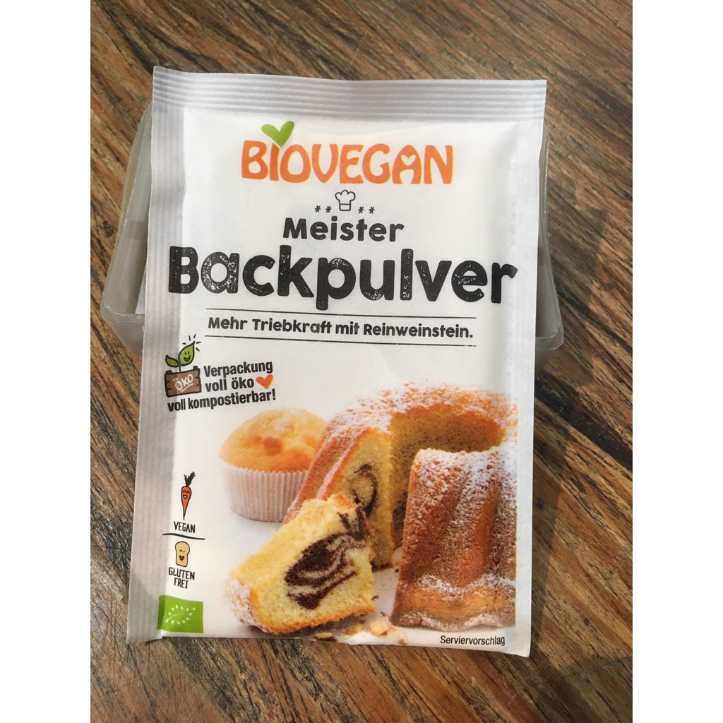 Bột nở baking powder nguyên liệu làm bánh bao bông lan hữu cơ cho bé chính hãng Bio Vegan 17g 85411