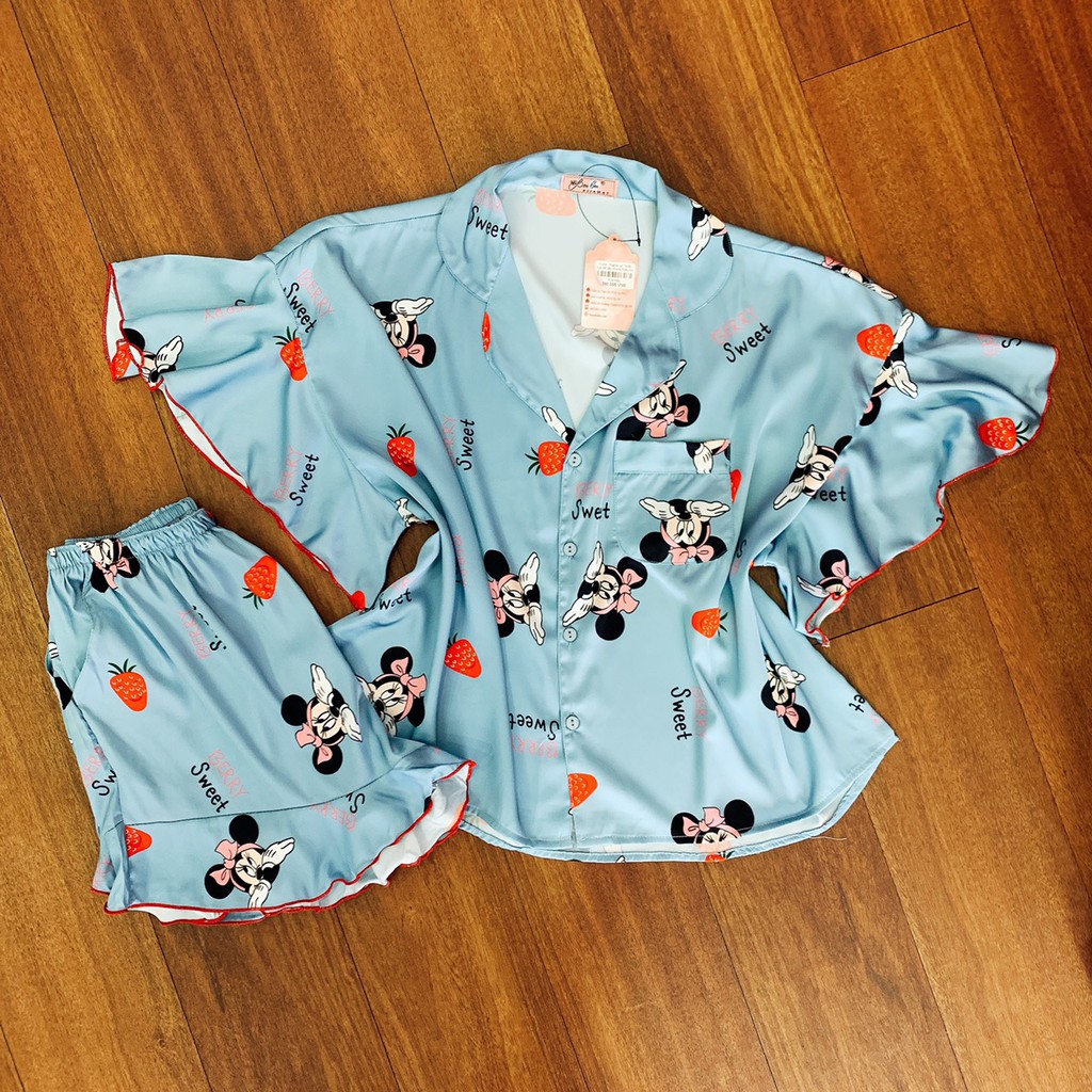 Đồ ngủ - Đồ mặc nhà pijama lụa nữa latin mềm mát cánh tiên sang chảnh PJ448