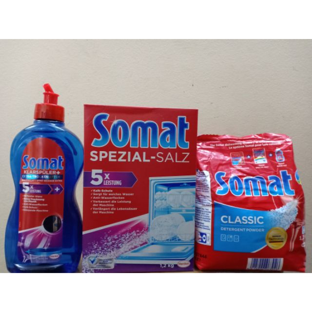Bộ sản phẩm bột rửa bát Sonat 1,2kg ,Muối làm mềm nước Somat 1,2 và chai nước làm bóng 500 ml