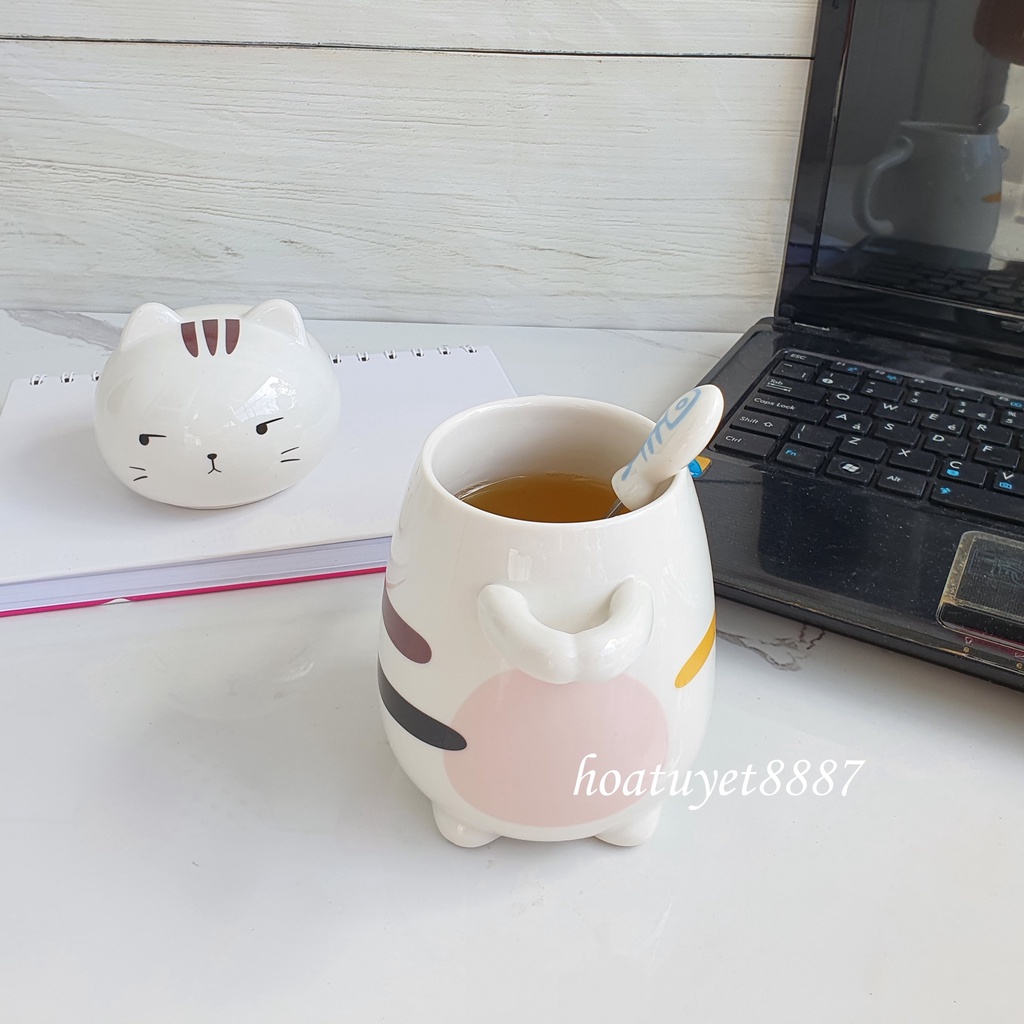 Ly cốc sứ mèo uống trà cà phê có biểu cảm dễ thương