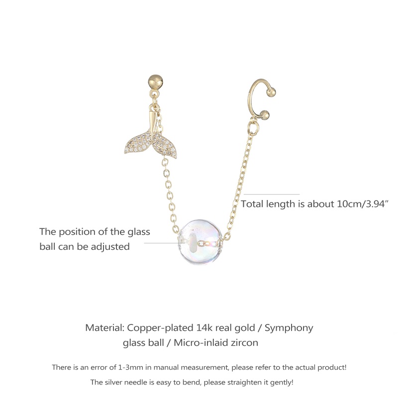 Youyo Khuyên Tai Dạng Hạt Tua Rua Hình Đuôi Cá Voi Vintage Helix Xích Dài Cho Xe Đạp Địa Hình