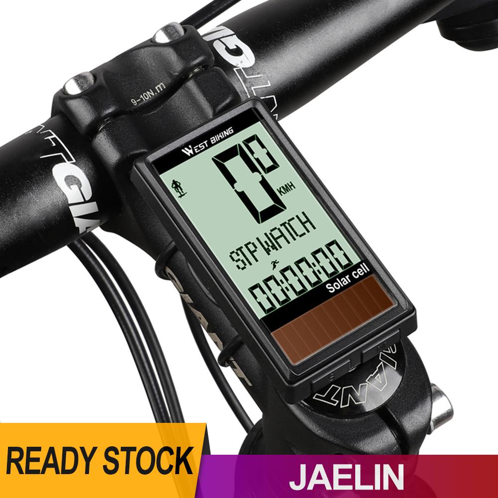 JAE WEST BIKING Solar Wireless MTB Bike Waterproof Computer Digital Stopwatch