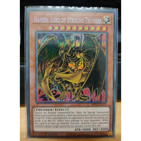 Thẻ bài Yugioh: [UK] Hamon, Lord of Striking Thunder MP21-EN253 Prismatic Secret