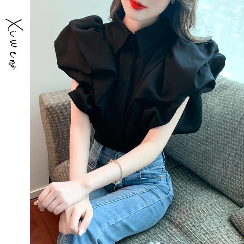 Áo Sơ Mi Tay Phồng Cổ Bẻ Thanh Lịch Hợp Thời Trang Kiểu Pháp Cho Nữ