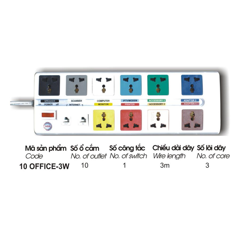 Ổ cắm đa năng Lioa 10OFFICE-3W