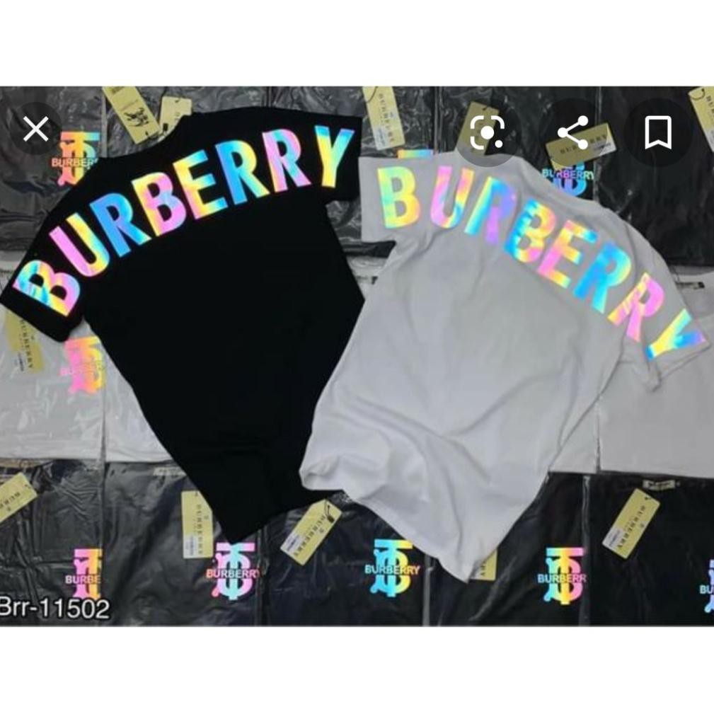 ÁO THUN NHŨ BẠCUNISEX IN CHỮ BURBERRY Áo phông cotton chất đẹp mát, áo unisex, áo phông trắng đen