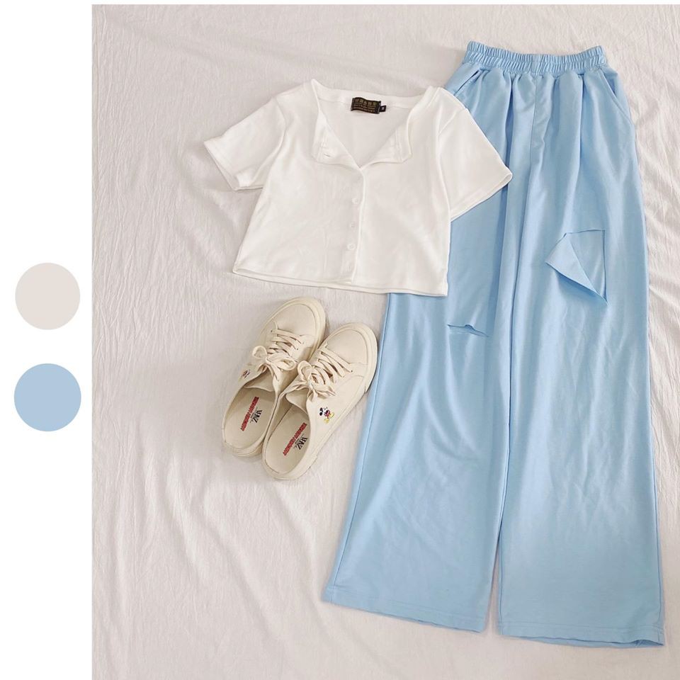 Quần ống rộng YAYSHOP unisex nam nữ chất thun da cá mềm mát - dáng dài Rách 2 GỐI top trending