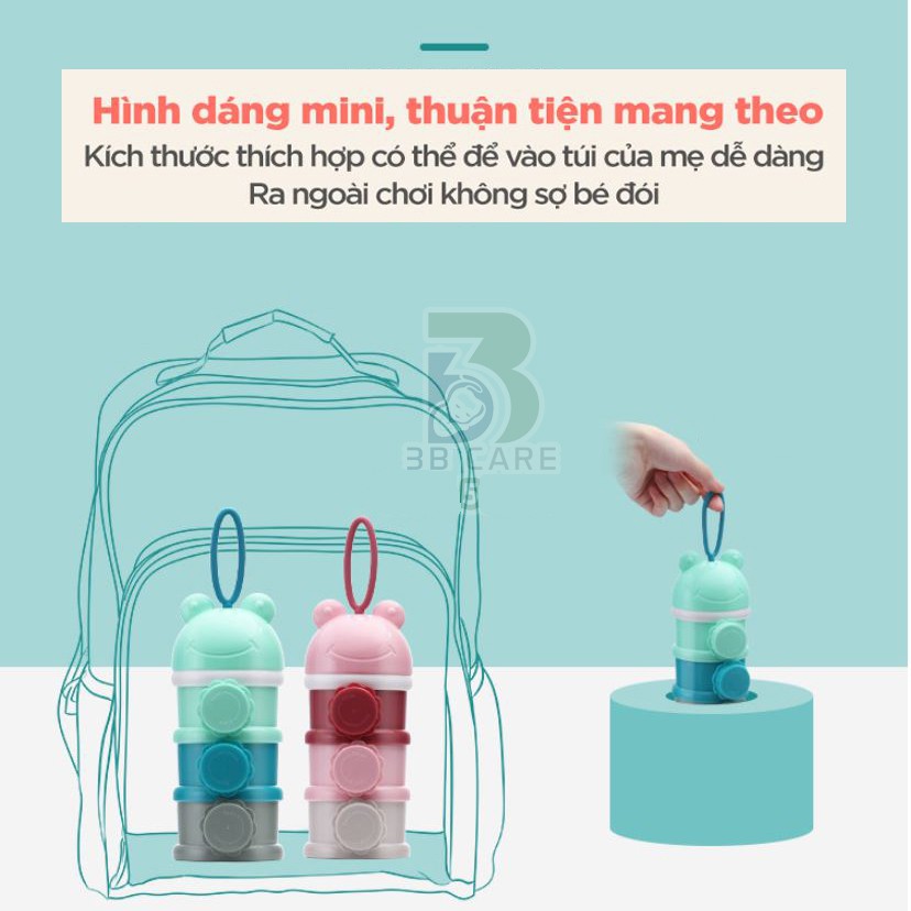 Hộp chia sữa 3 ngăn tiện lợi, hộp đựng sữa có quai cầm