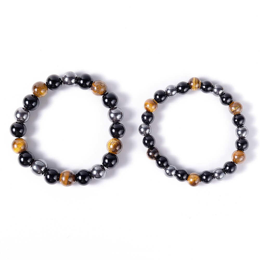 Vòng Tay Chuỗi Hạt Đá Mắt Hổ Từ Tính Màu Đen 8/10mm