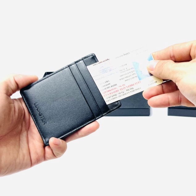 ví nam đứng da thật nhập black men thời trang công sở có hộp bh 12 tháng