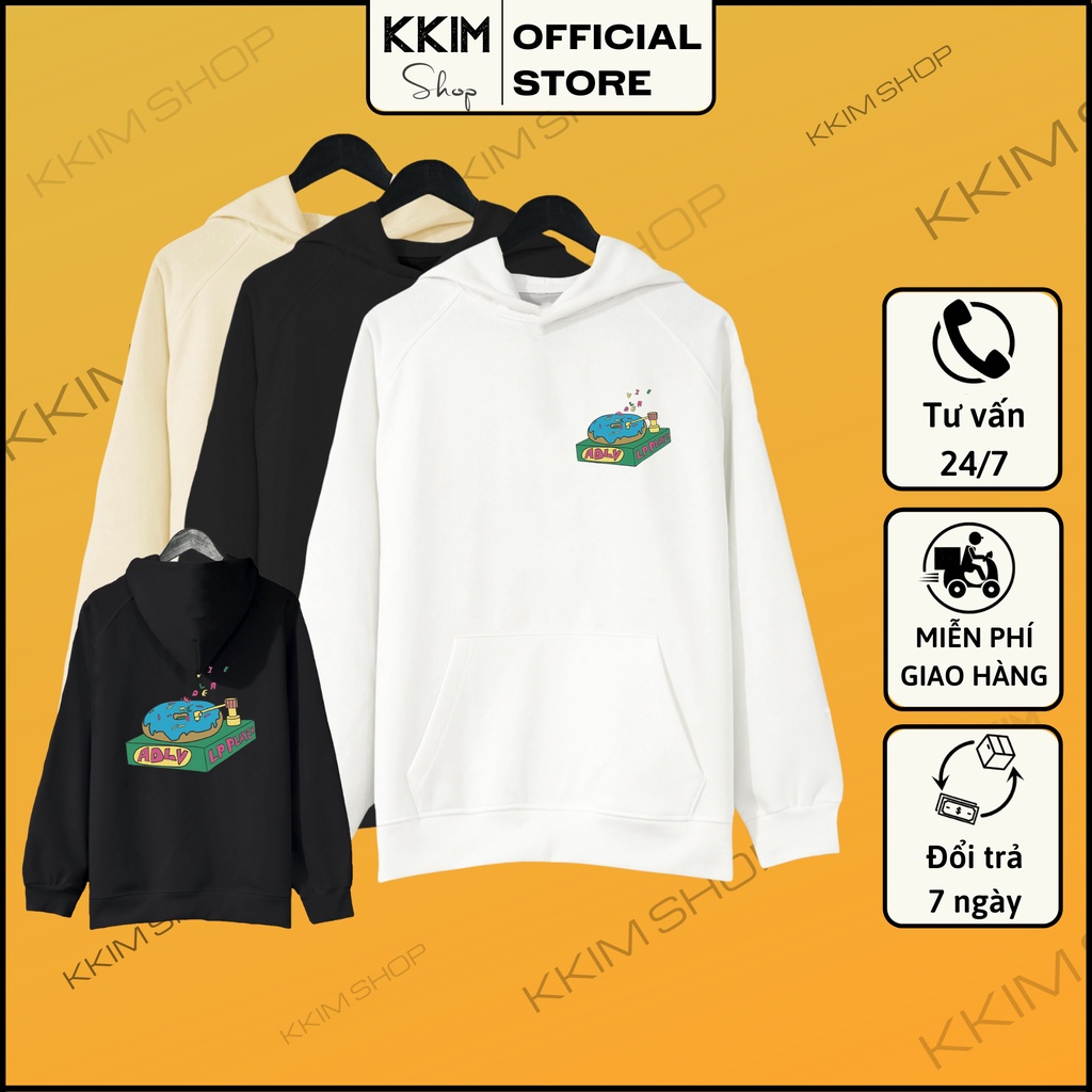 Áo Nỉ HOODIE ADLV 3 màu Be - Đen - Trắng HOT Trend, Form RỘNG CHUẨN Xu Hướng, nỉ bông Cao Cấp Unisex Nam Nữ