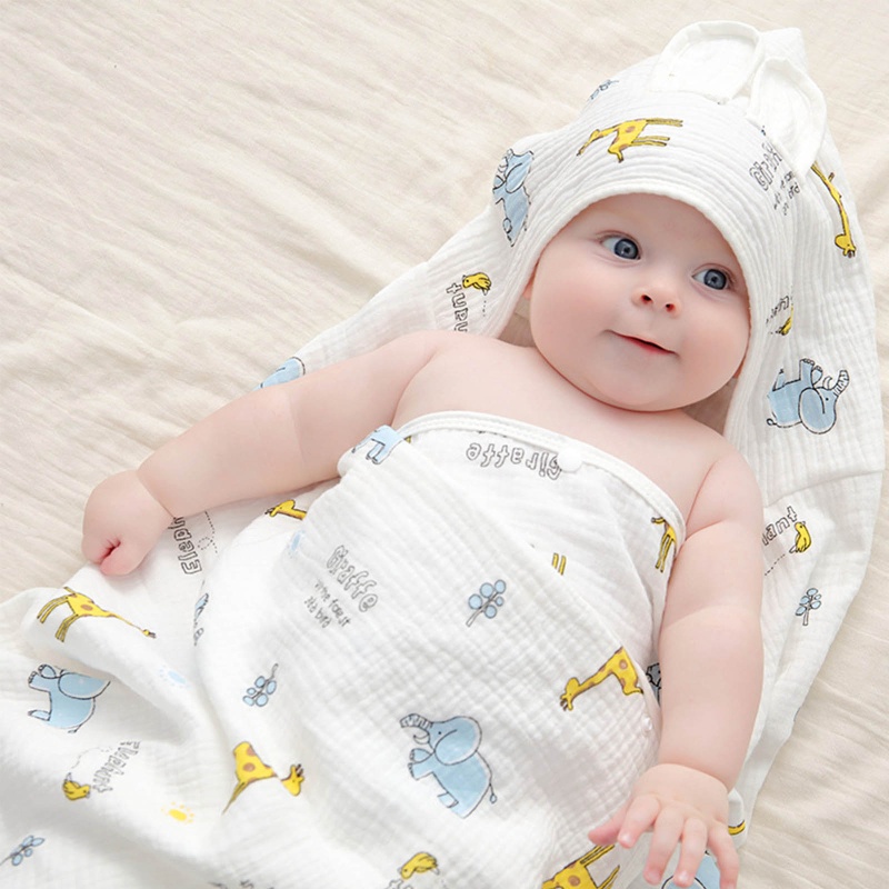 Khăn Choàng Tắm Bằng Cotton Mềm Mại In Họa Tiết Hoạt Hình Cho Bé