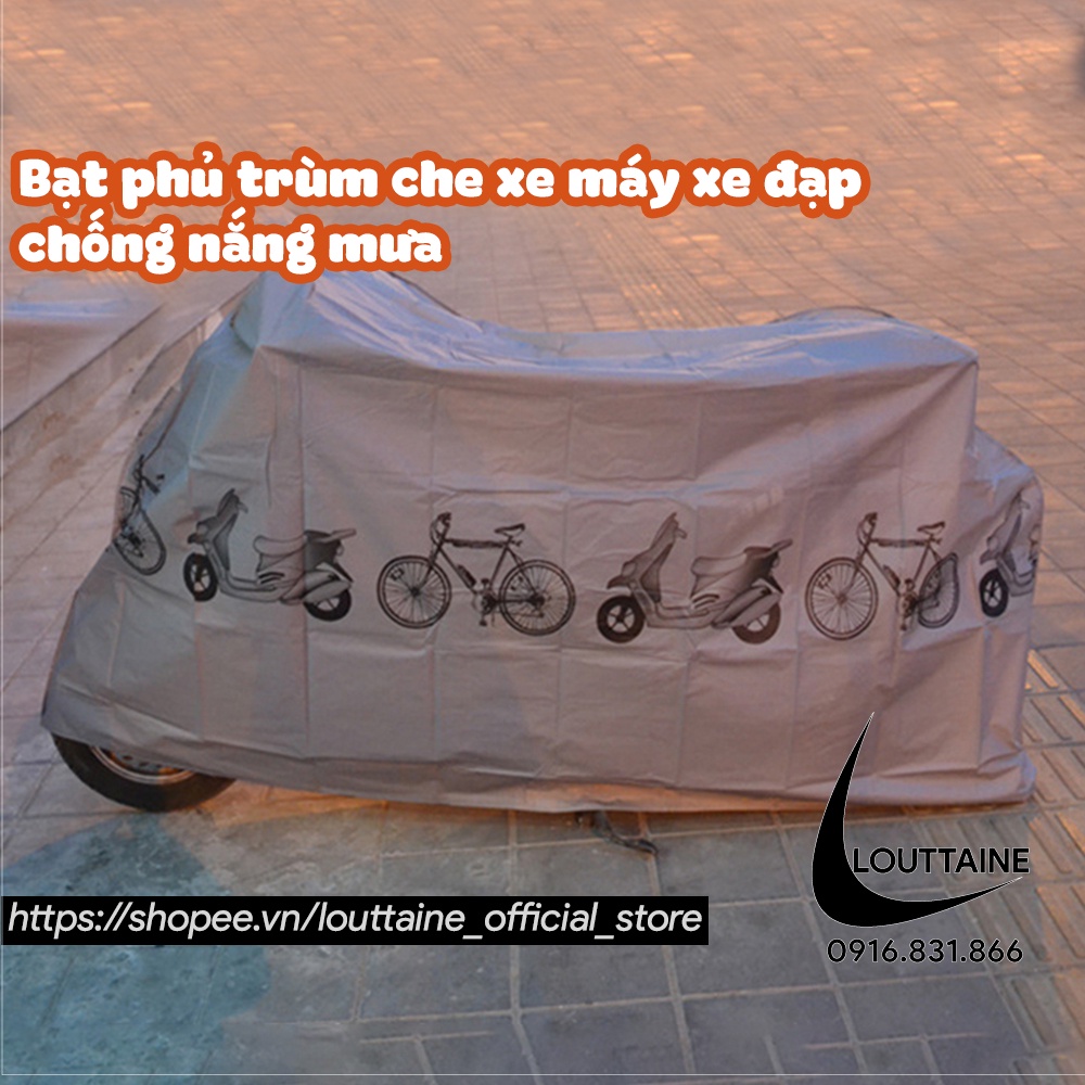 Bạt phủ trùm che xe máy sh moto vision xe đạp bạt chống nắng mưa chất liệu PVEA chống thấm nước tốt