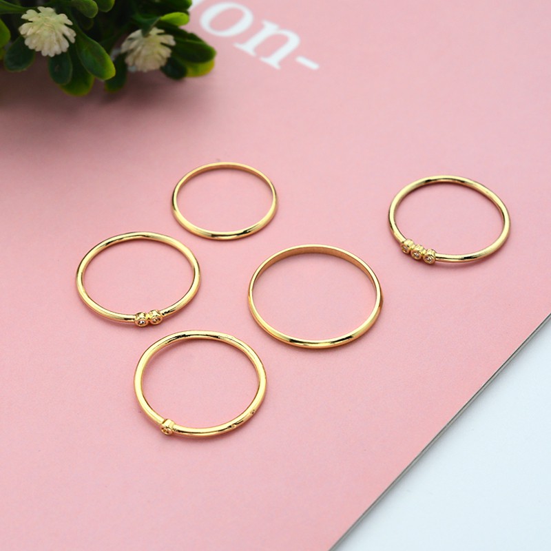 XiaoboACC 5 Chiếc Nhẫn Đeo Khớp Ngón Tay Độc Đáo Phong Cách Hàn Quốc Cho Nữ