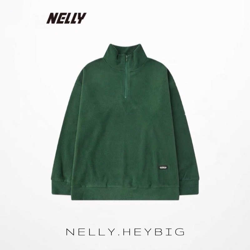 Áo nỉ dài tay  Nelly Heybig cổ khoá kéo form rộng dành cho nam và nữ supeeon 39 20