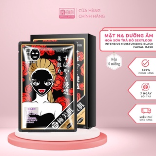  Mặt nạ hoa sơn trà đỏ SEXYLOOK Intensive Moisturizing Black Facial Mask dưỡng ẩm ngừa nếp nhăn hộp 5 miếng x 28ml 