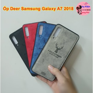 Ốp Lưng Deer Dành Cho Samsung Galaxy A7 2018 Vải Jean Hình Hươu Đẹp