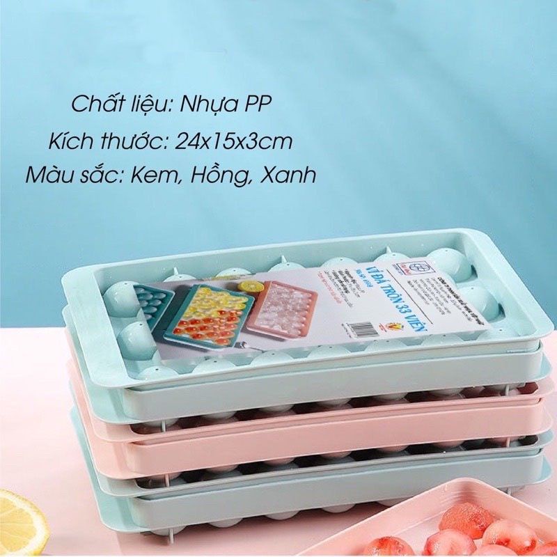 Khay Làm Đá Viên Tròn 33 Viên VIỆT NHẬT PLASTIC