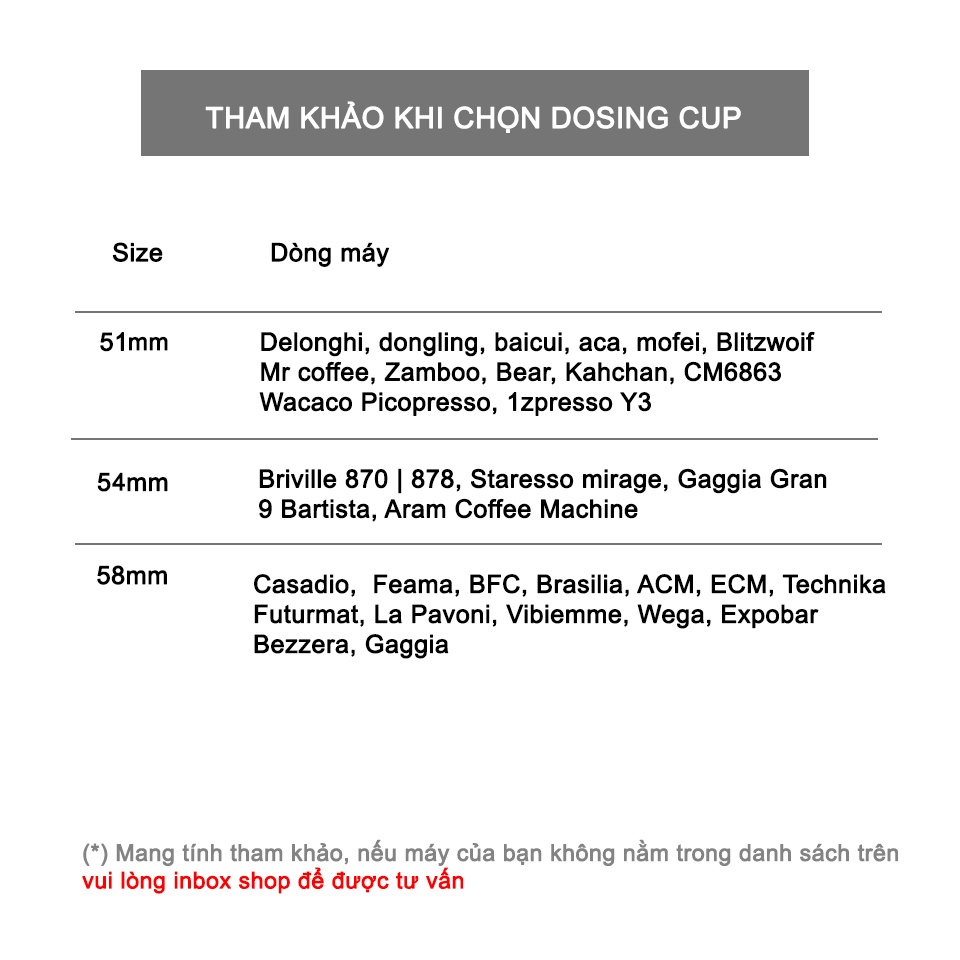 Dosing Cup | Ly đựng bột cà phê 51, 53, 54, 58mm