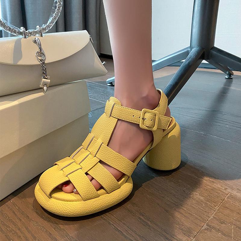 Giày Sandal Cao Gót 2022 Bằng Da Thật Hở Mũi Thời Trang Mùa Hè Cho Nữ