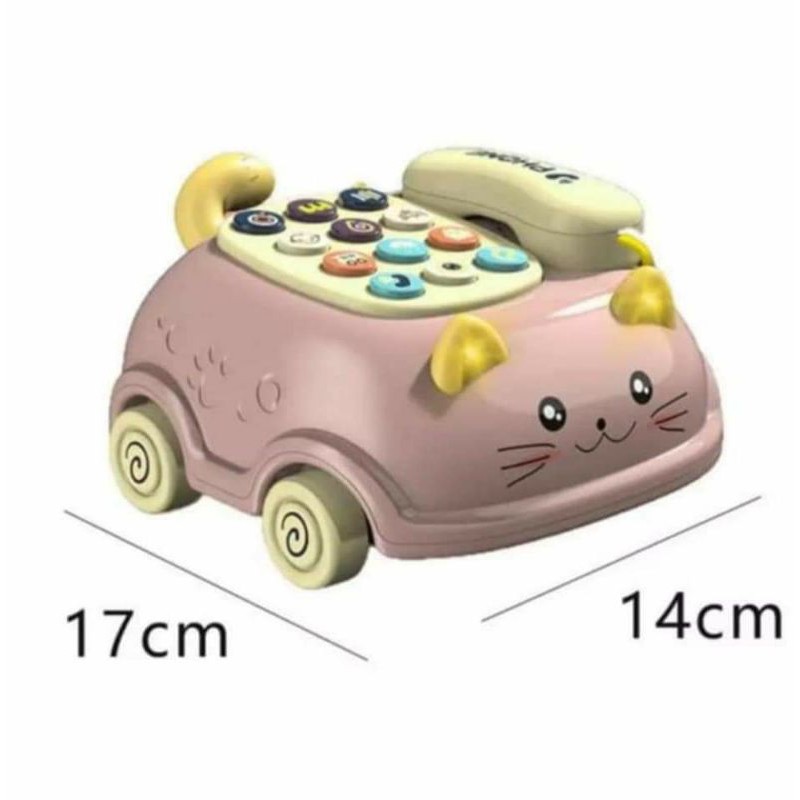 Điện thoại xe kéo mèo cưng đồ chơi thông minh cho bé có nhạc cho bé từ 6 tháng đến 4 tuổi