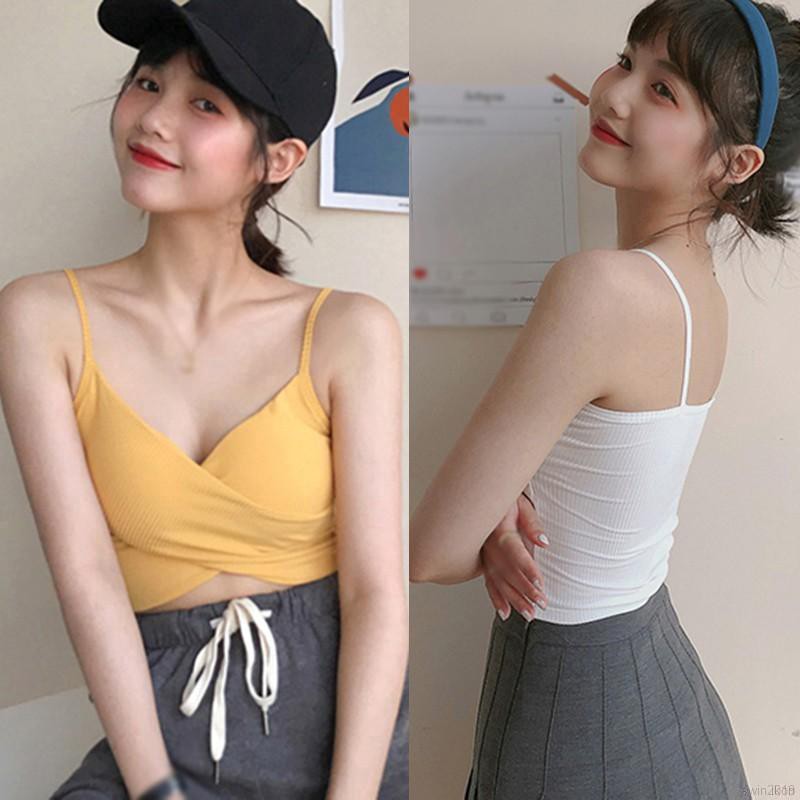 Áo Hai Dây Màu Trơn Thiết Kế Dây Đan Chéo Quyến Rũ