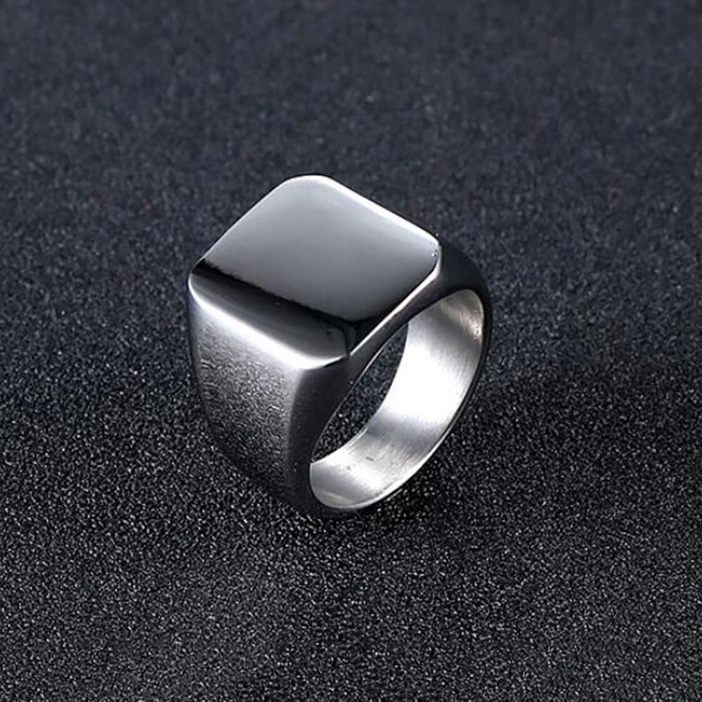 Nhẫn bằng thép không gỉ 3 màu sắc thiết kế hình vuông đơn giản cá tính