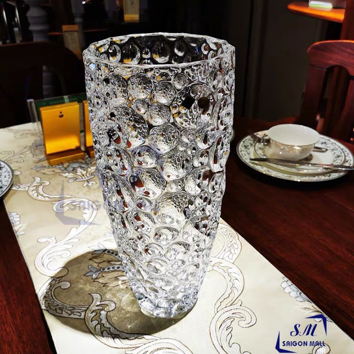Bình bông lọ hoa thủy tinh trang trí CHẤM BI sang trọng cao cấp - lọ hoa cao cấp - 2032