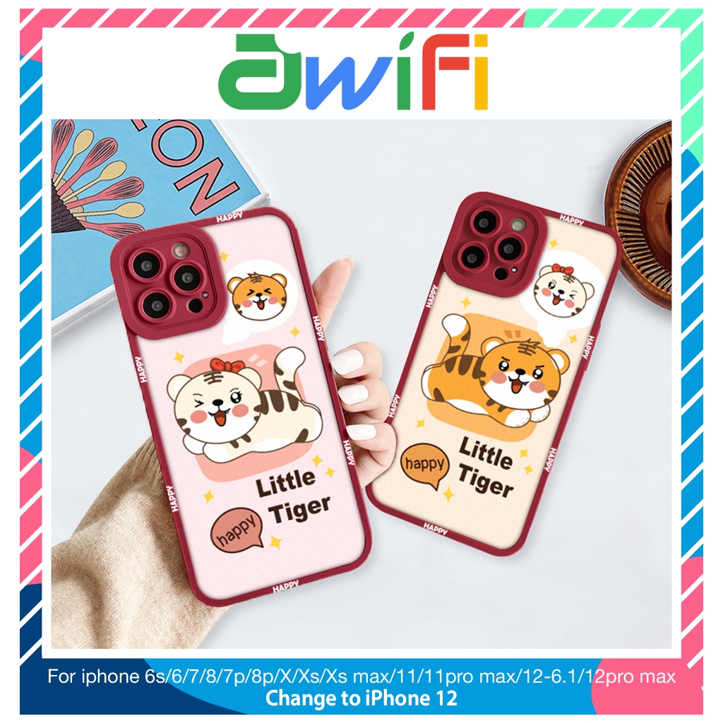 Ốp lưng iphone cạnh vuông lỗ camera little tiger 6/6plus/7/7plus/8/8plus/x/xr/xs/11/12/13/pro/max/plus/promax-Awifi E5-1