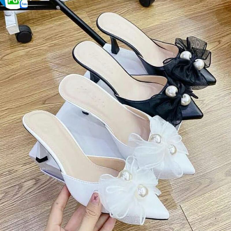 Giày cao gót nữ 7 cm nơ ngọc mã G051
