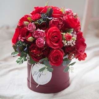 Lẵng hoa lụa tròn Lava Juliet
