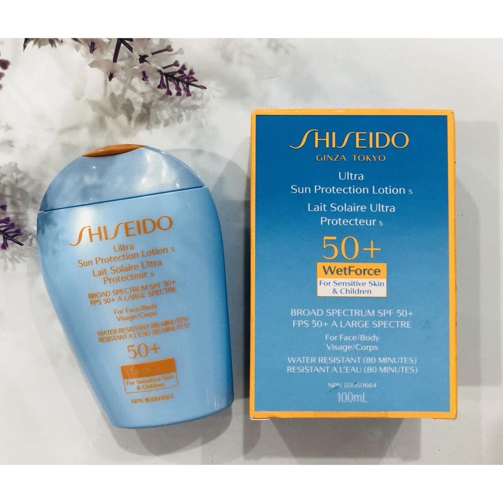 KEM CHỐNG NẮNG DÀNH CHO DA NHẠY CẢM SHISEIDO ULTRA SUN PROTECTION LOTION SPF50 WETFORCE 100ML CHÍNH HÃNG - 6395