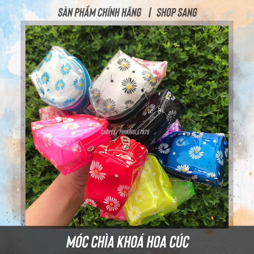 Móc Chìa Khóa Hình Ví Tiền Trong Suốt Hoa Cúc Hot Trend