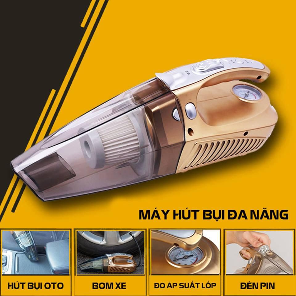 Máy Bơm Hơi Ô Tô Xe Máy, Bơm hơi mini 12V , bơm lốp xe ô tô di động , bơm điện mini, máy hút thổi bụi 2 chiều 4in1