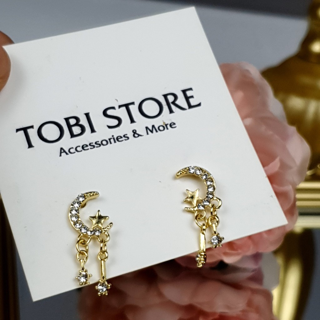 Khuyên tai nữ hình trăng sao đính đá xinh xắn TB27/5 TOBI STORE