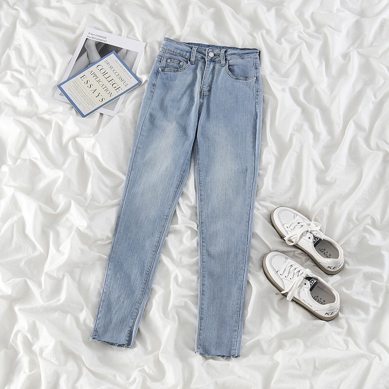 NUZIRO  Quần jeans dài  lưng cao thời trang dành cho nữ