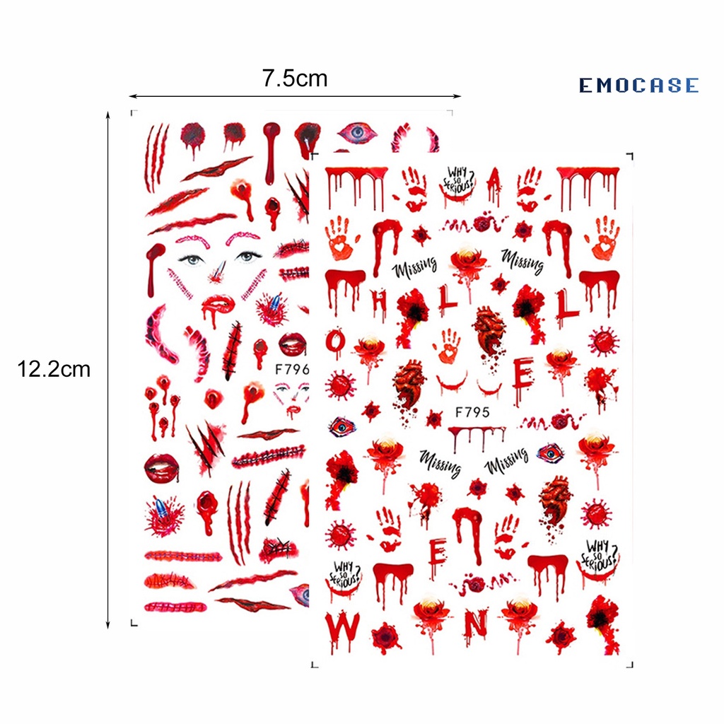 Bộ 2 Miếng Dán Móng Tay Hình Đôi Mắt Máu Đỏ Kinh Dị DIY