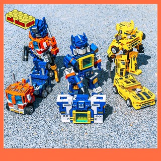 Đồ chơi xếp hình lego giá rẻ SY6486-8 mô hình robot đại chiến Transformers Optimus Prime Bumblebee biến hình 2 trong 1