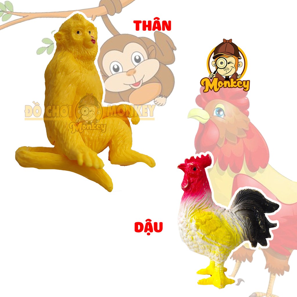 Đồ chơi mô hình động vật túi thú 12 con giáp bằng nhựa dẻo hàng Việt Nam HT7521 - Monkey