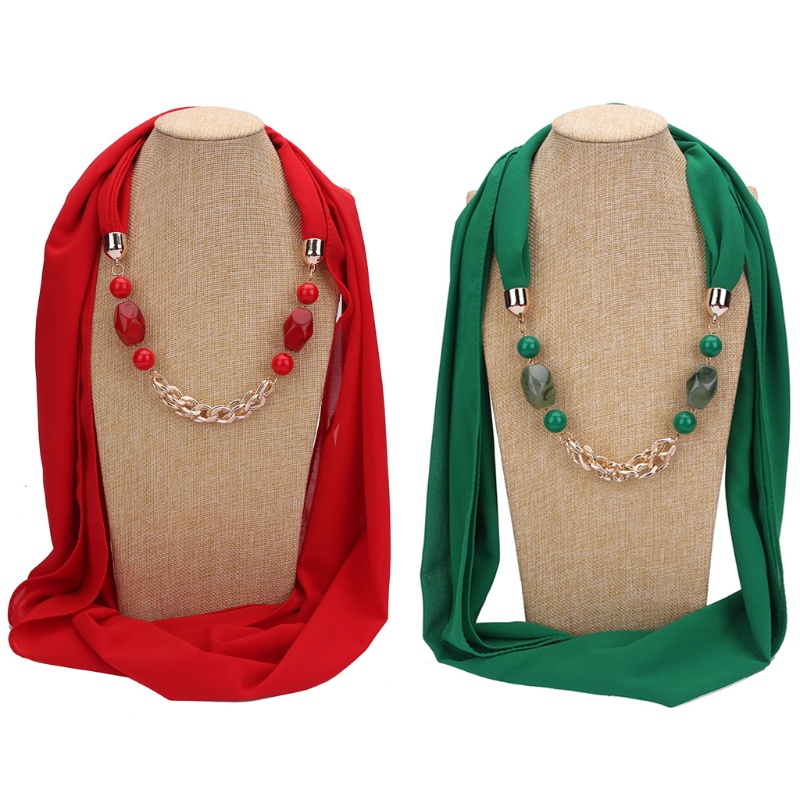 Khăn Choàng Cổ Chiffon Phối Mặt Vòng cổ Kiểu Cổ Điển Cho Nữ