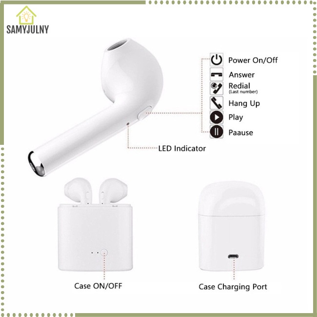 Tai Nghe Thể Thao Không Dây Famy i7 Tws Kết Nối Bluetooth 5.0 Kèm Hộp Sạc