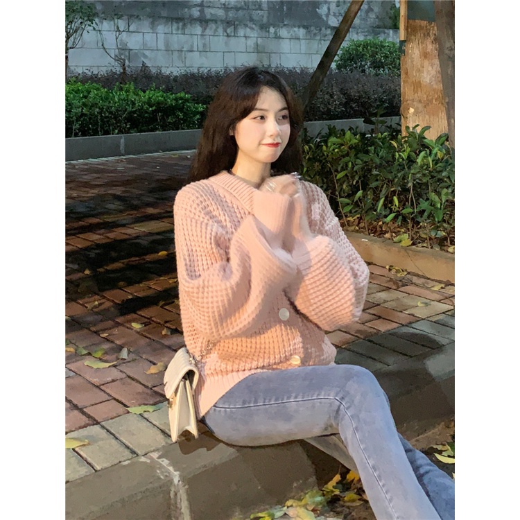 【ZHELIHANGFEI】Áo Khoác Cardigan Dệt Kim Tay Dài Thời Trang Cho Nữ