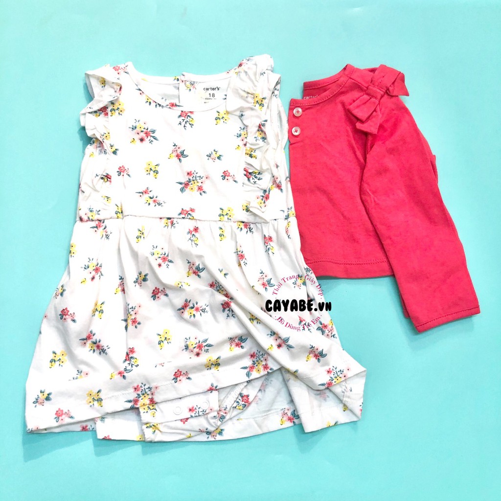 SET ĐẦM BODYSUIT VÀ ÁO KHOÁC CHO BÉ GÁI CAYABE : ĐẦM TRẮNG HOA BƯỚM VÀ ÁO KHOÁC HỒNG (QUẦN ÁO TRẺ EM)