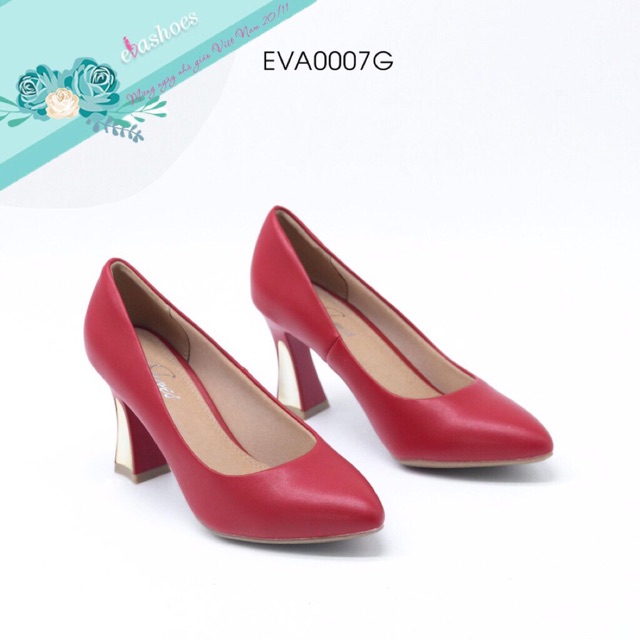 Giày cao gót đế cách điệu phối ánh kim da tổng hợ 7cm Evashoes -Eva0007G
