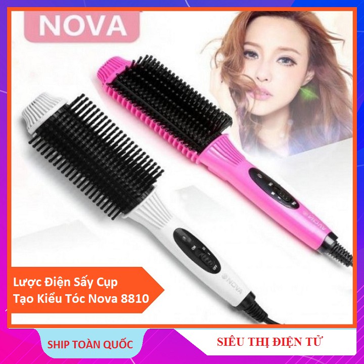Lược Điện Tạo Kiểu Tóc Đa Năng Cao Cấp Nova NHC-8810 Uốn Cụp - Uốn Xoăn - Dập Xù Phồng - Bảo Hành 6 Tháng